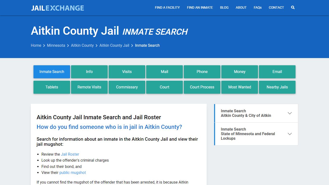 Aitkin County Jail Inmate Search - Jail Exchange